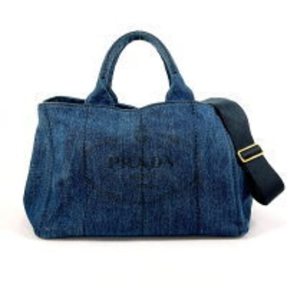 Prada Canapa Tote Bag Denim Blue - Picture 1 of 9
